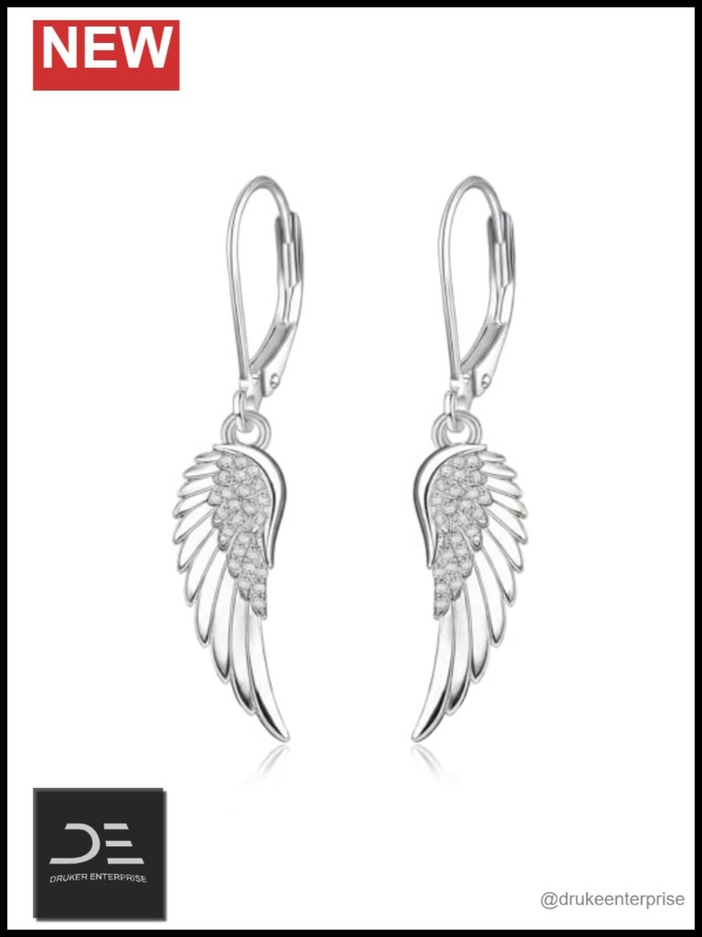 925 Sterling Silver Angel Wing Drop Earrings Hypoallergenic Gift